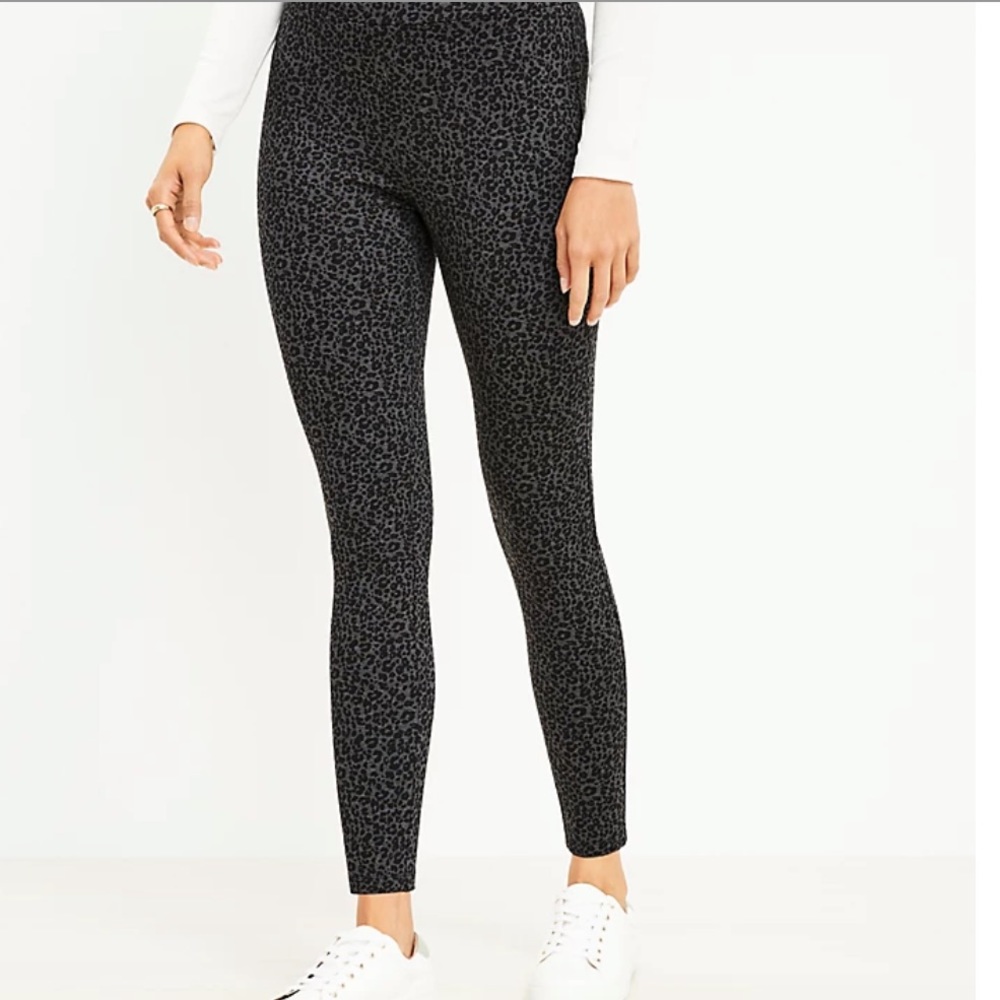 NWT Loft Black and Gray Leopard Print Leggings